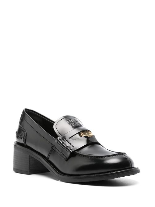 Black Leather Penny Loafers MIU MIU | 5D276EF-050055F0002